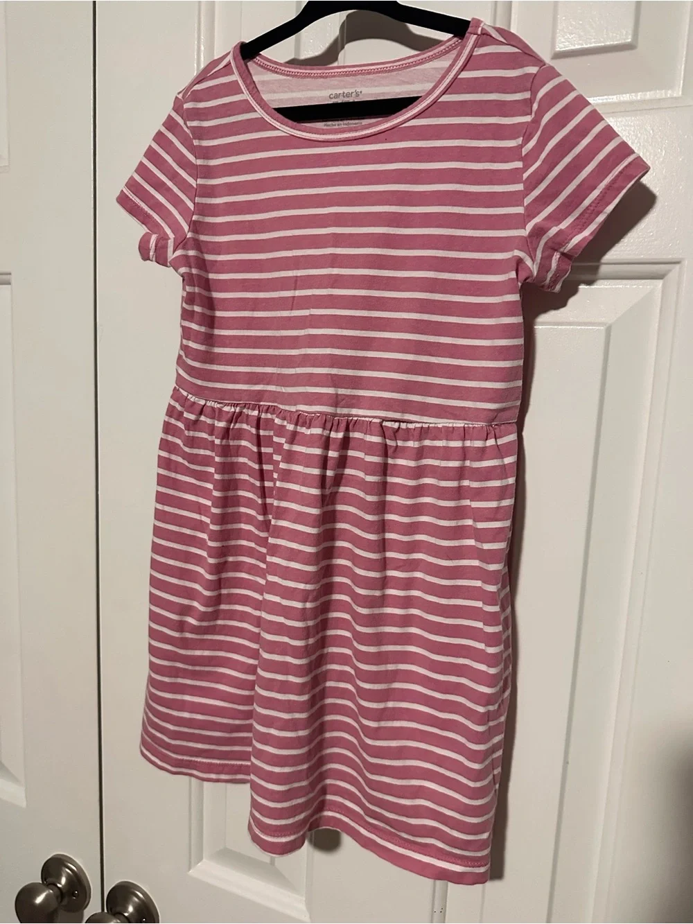 Carter's Pink and White Striped Short Sleeve Casual Dress